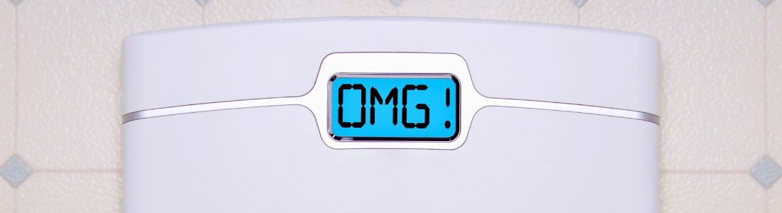 OMG on scales signifying weight gain