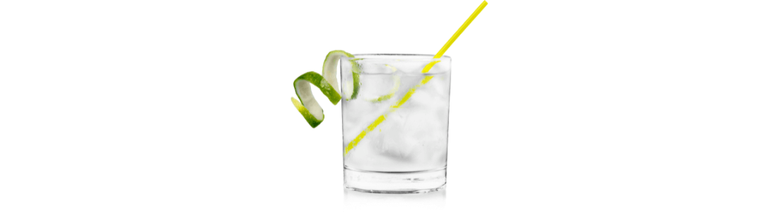 A gin and tonic representing alcohol